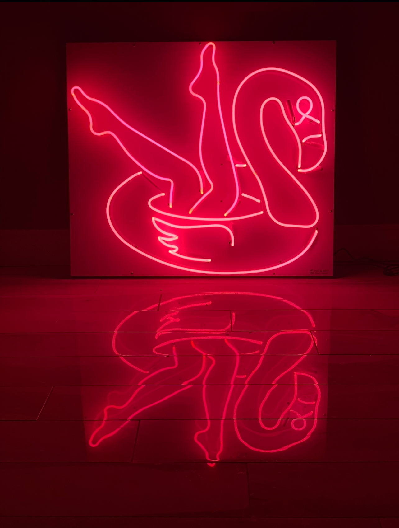 All Pink Neon Sign featuring a flamingo pool floating and legs